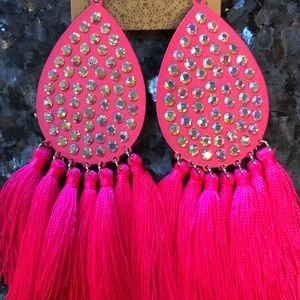 Hot pink tassel earrings
